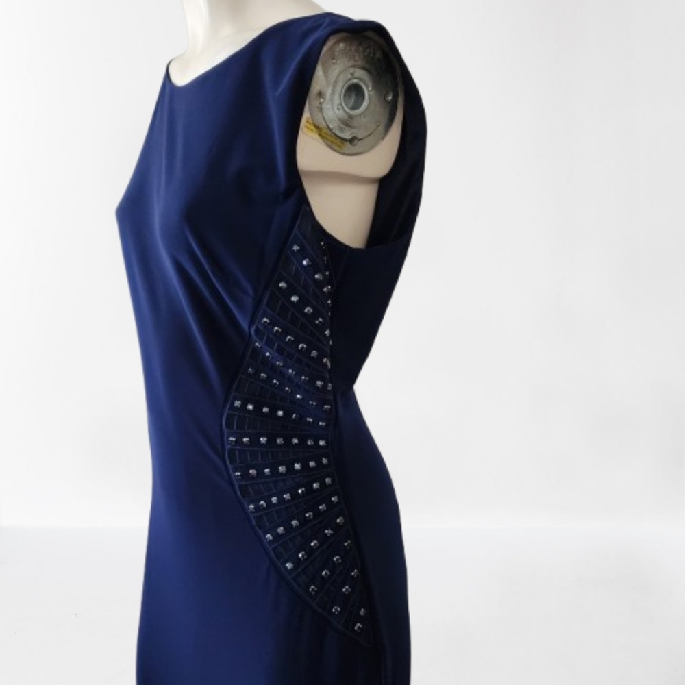 Laundry By Shelli Segal Sleeveless Gown Women's 8 Navy Blue Full Length Dress - Picture 3 of 10